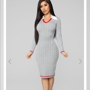 Teach You A Lesson Sweater Dress - Grey